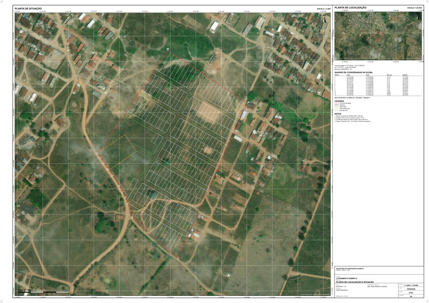 Exemplo: prancha de localização e situação (A1)